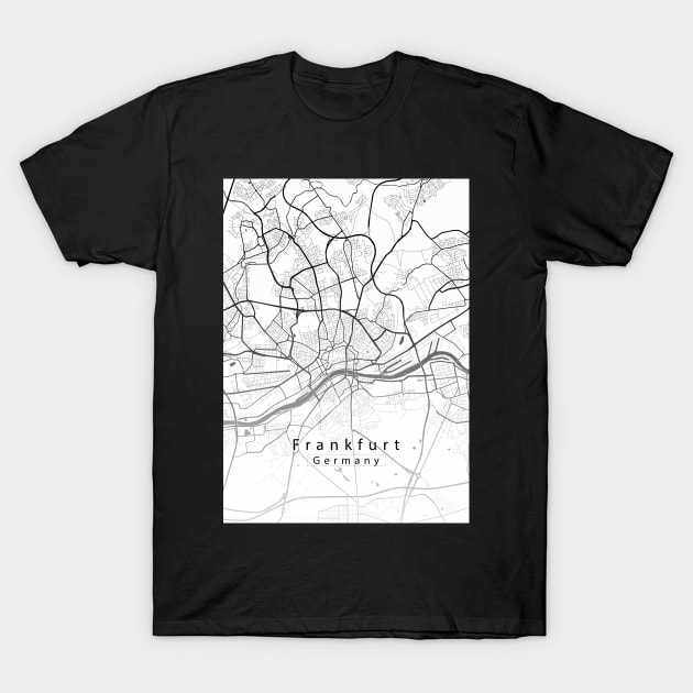 Frankfurt Germany City Map T-Shirt by Robin-Niemczyk